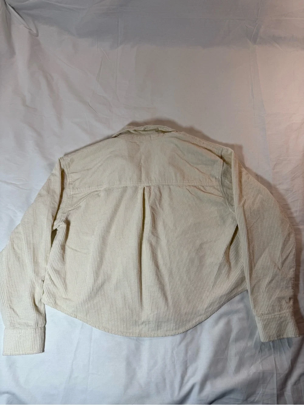 Women's Cream Forever 21 Button-Up Corduroy Shirt Jacket